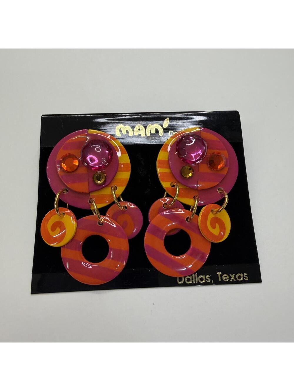 Neon Mam’ funky 80s post back earrings vintage